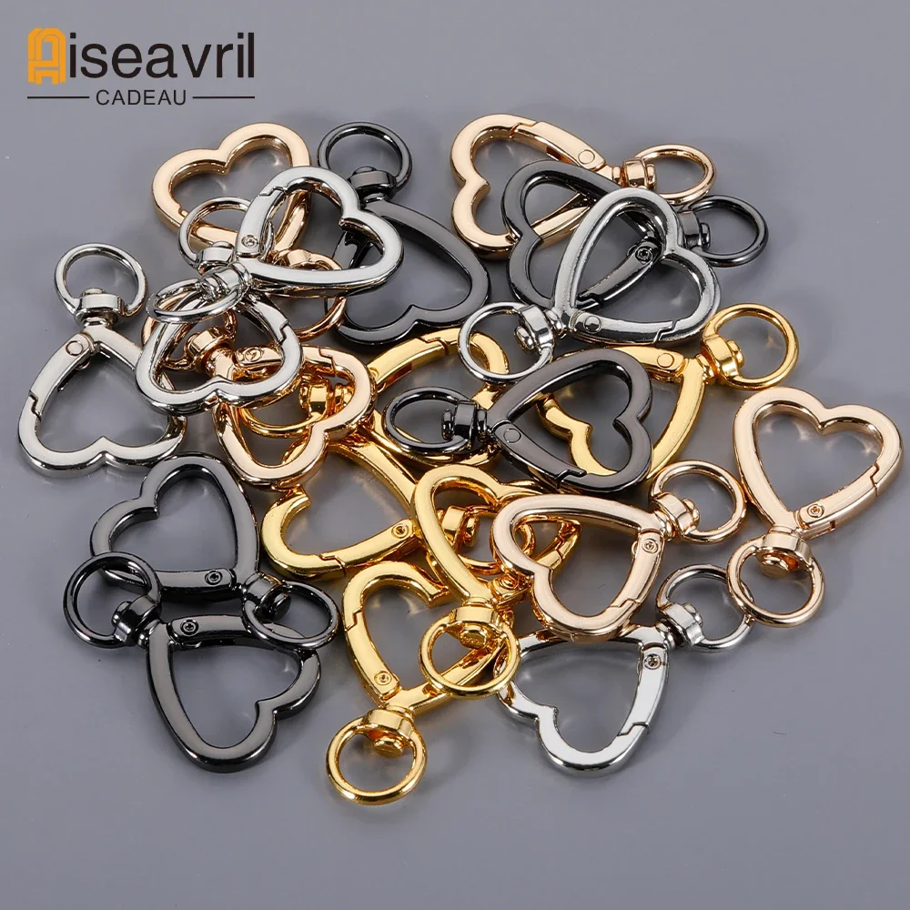 

100pcs Swivel Lobster Claw Clasp Keychains Heart Metal Key Holder Fob for Handbag Purse Keyring Yourself Making Supplies