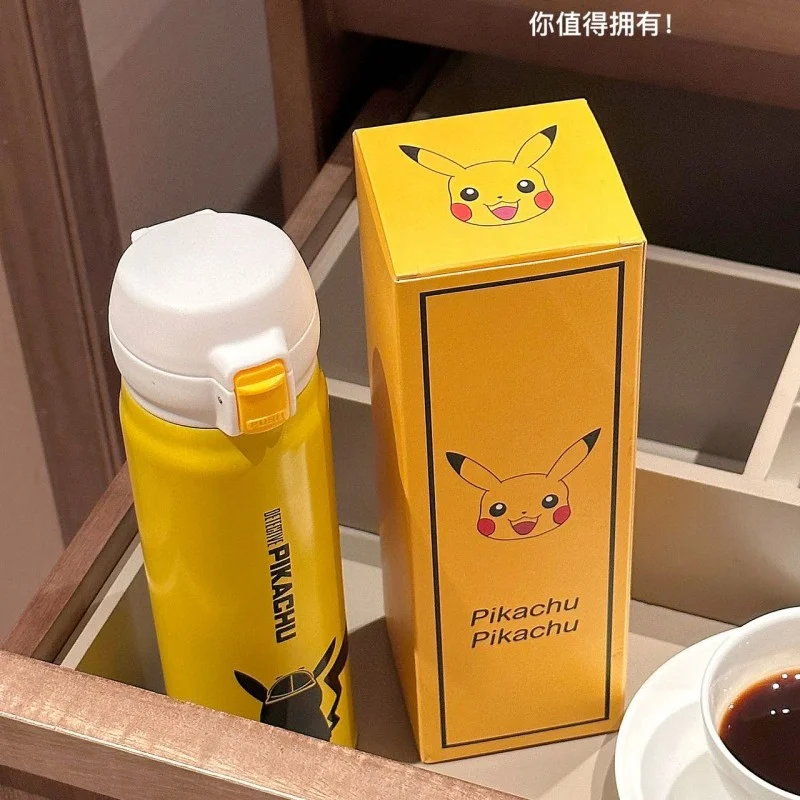 380ML Pokemon Anime Children Thermal Bottle Pikachu Thermos Keeps Heat Kids  straw Cup Pokemon Adult Stainless Steel Water Cup - AliExpress