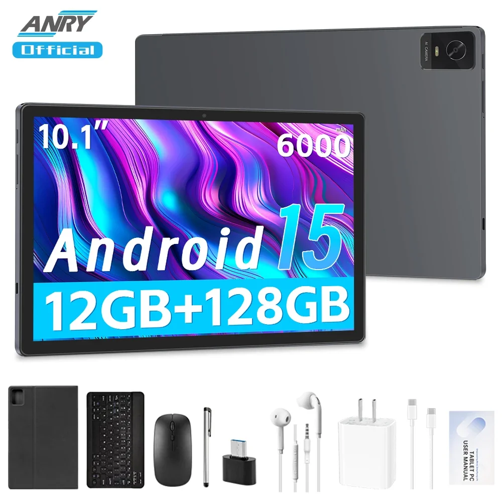 Tablet 10,1 Zoll, Android 15 Tablet mit Octa-Core-Prozessor, 12 GB, 128 ...