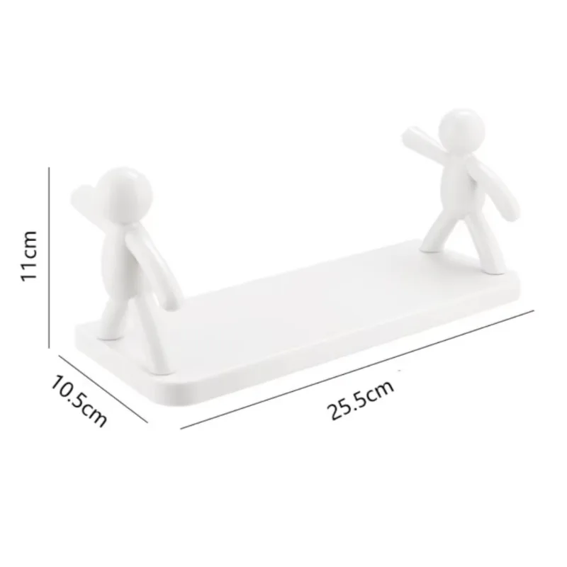 Grey little person wall mounted non perforated storage rack, bathroom rack, bathroom cosmetics kitchen organizing storage rack