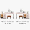 Makeup Vanity, Dressing Table Desk Super Storage, with LED Light Vanity Mirror with ash Full Solid Wood upholstered Vanity Stool 5