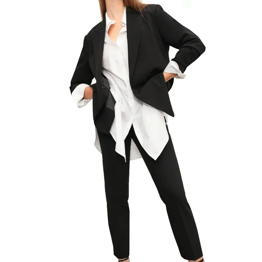2023 frauen Mode Zweireiher Lose Blazer Mantel Vintage Langarm Klappen Taschen Weibliche_voghion.com