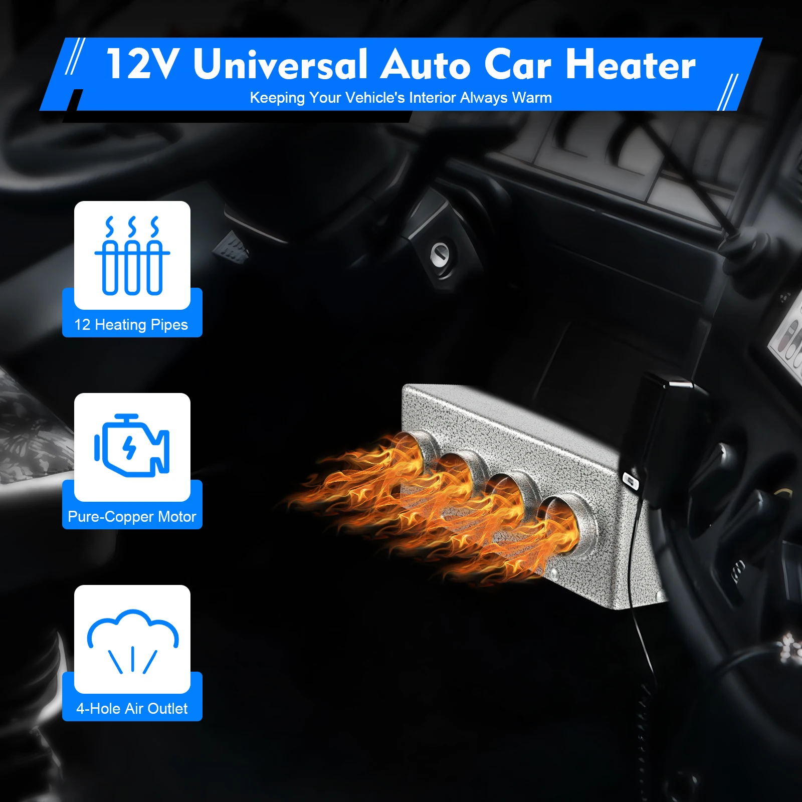 Energiesparende 12V Universal Auto Auto Heizung 7cm Lufteinlass Kupfer Rohre Schnelle Heizung Abtauen Für Auto Schiff Harvester – Detail 1