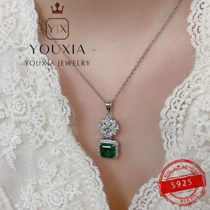 Hot European and American simple fashion high-quality jewelry 925 Silver Gemstone Necklace Valentine's Day gift for women