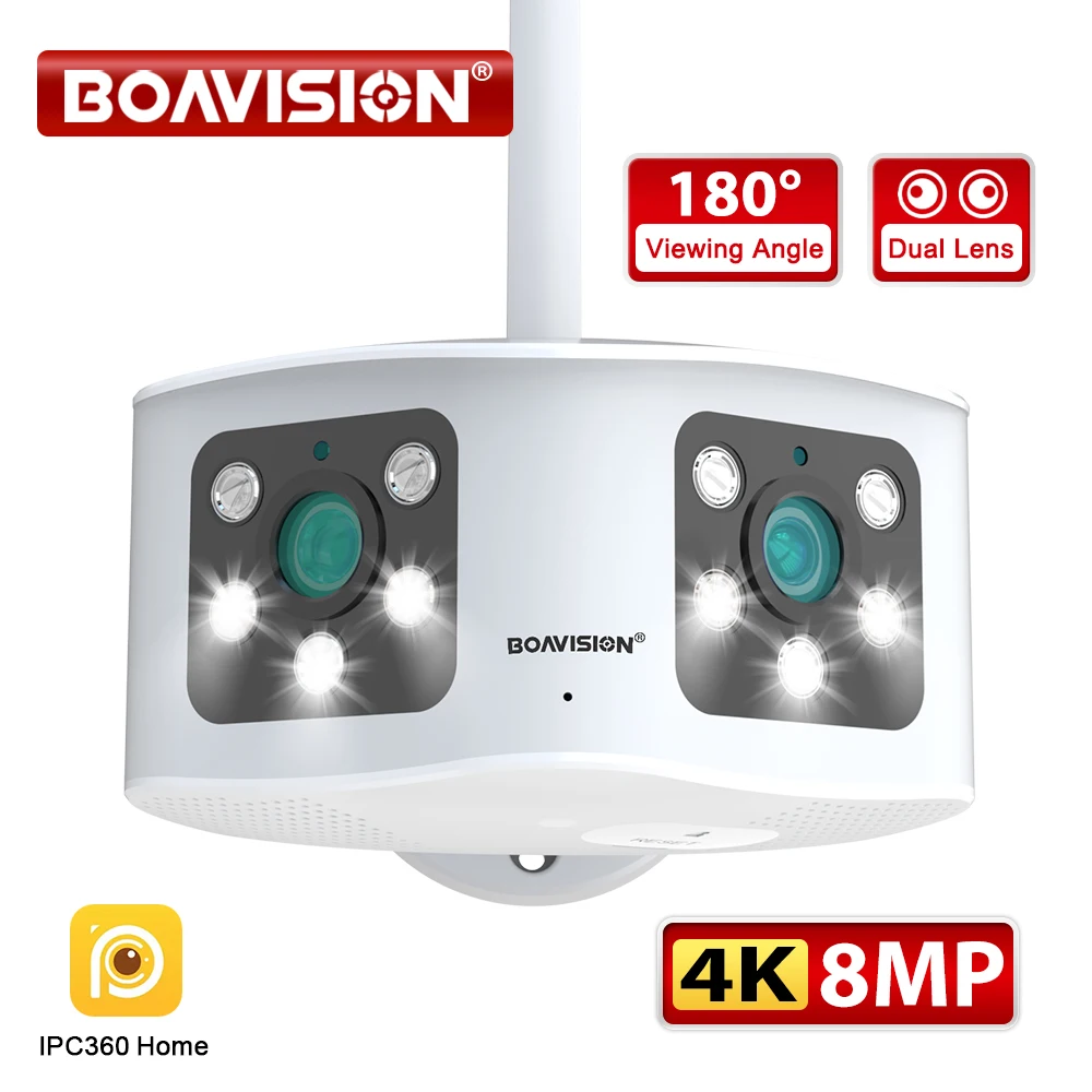 BOAVISION HD 4K 8MP WIFI Dual Lens Panoramic Fixed Camera 180° Wide ...