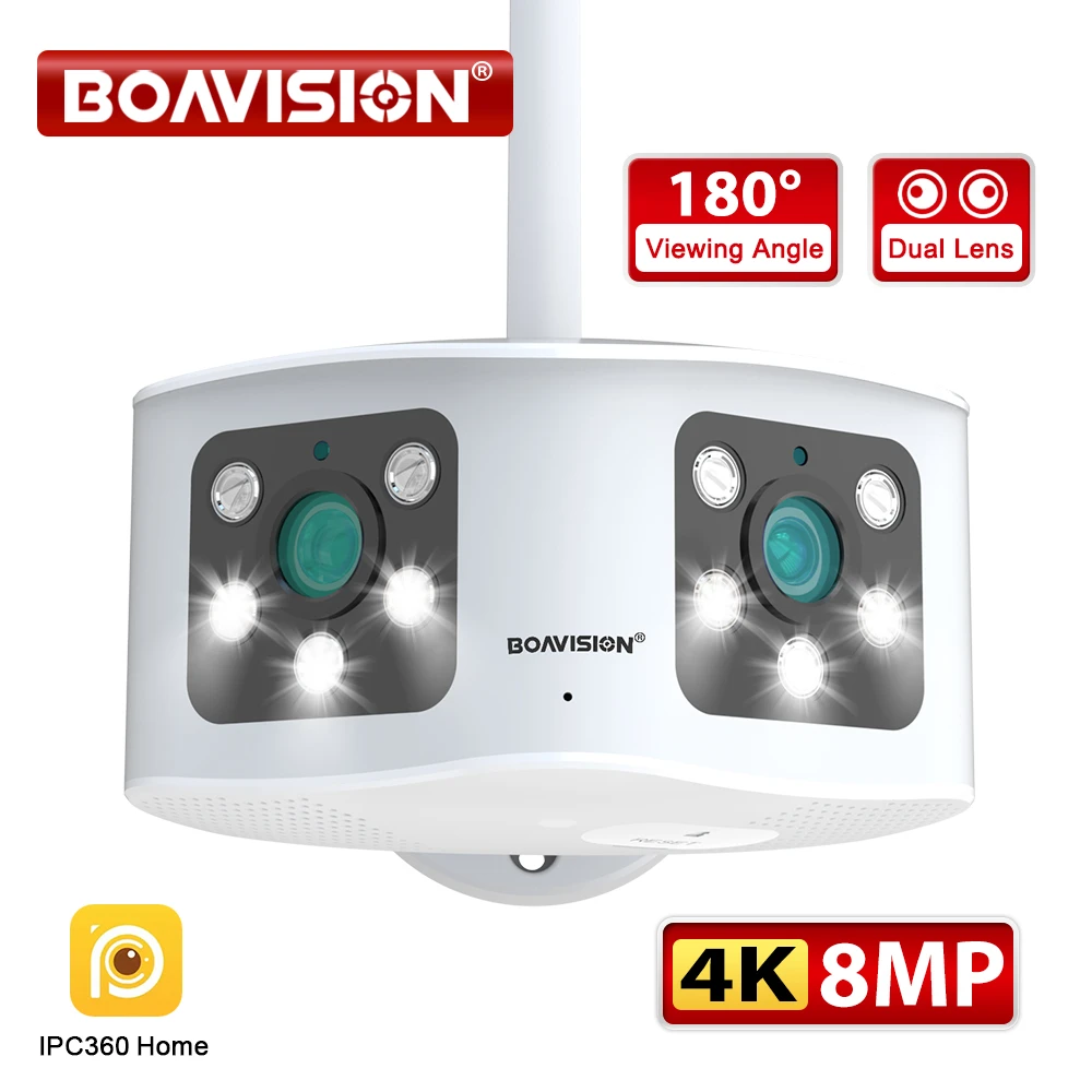 BOAVISION HD 4K 8MP WIFI Dual Lens Panoramic Fixed Camera 180° Wide ...