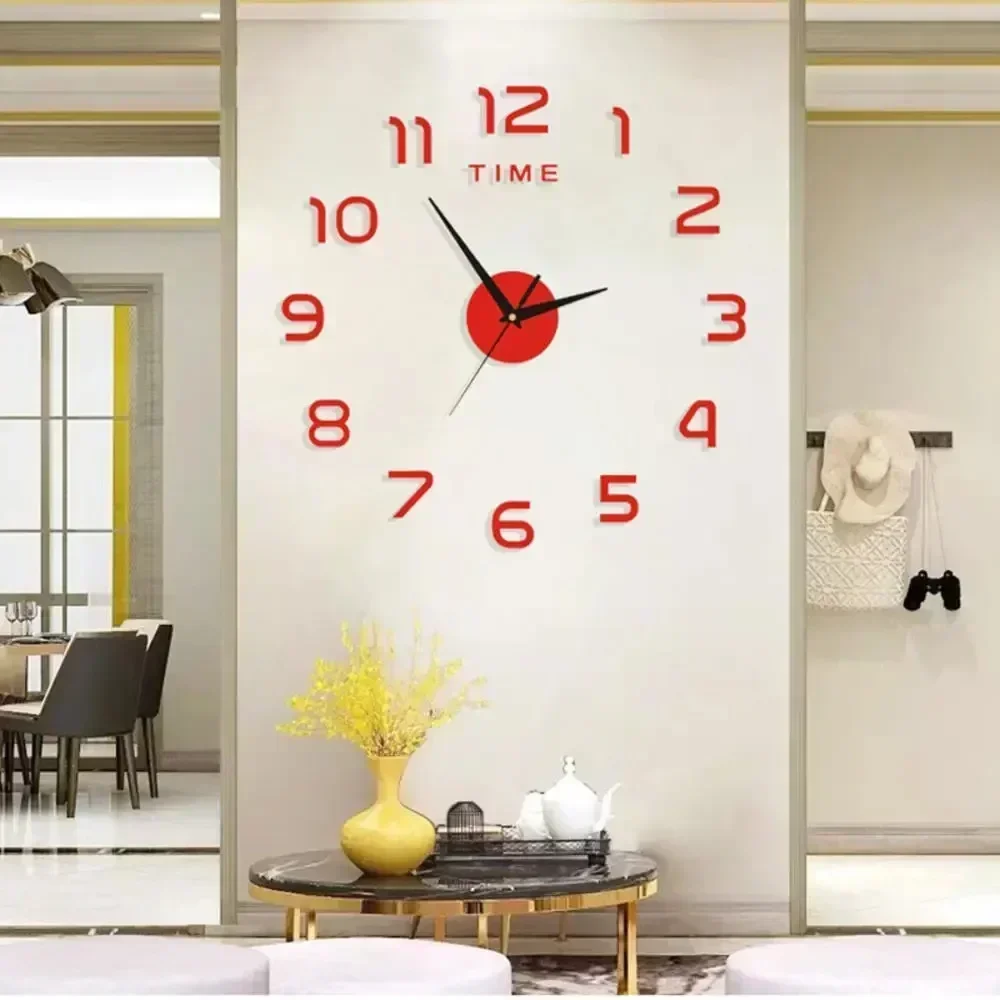 Wall Clock Digital 3d Bedroom Living Room Garden Acrylic Mirror Sticker Decoration