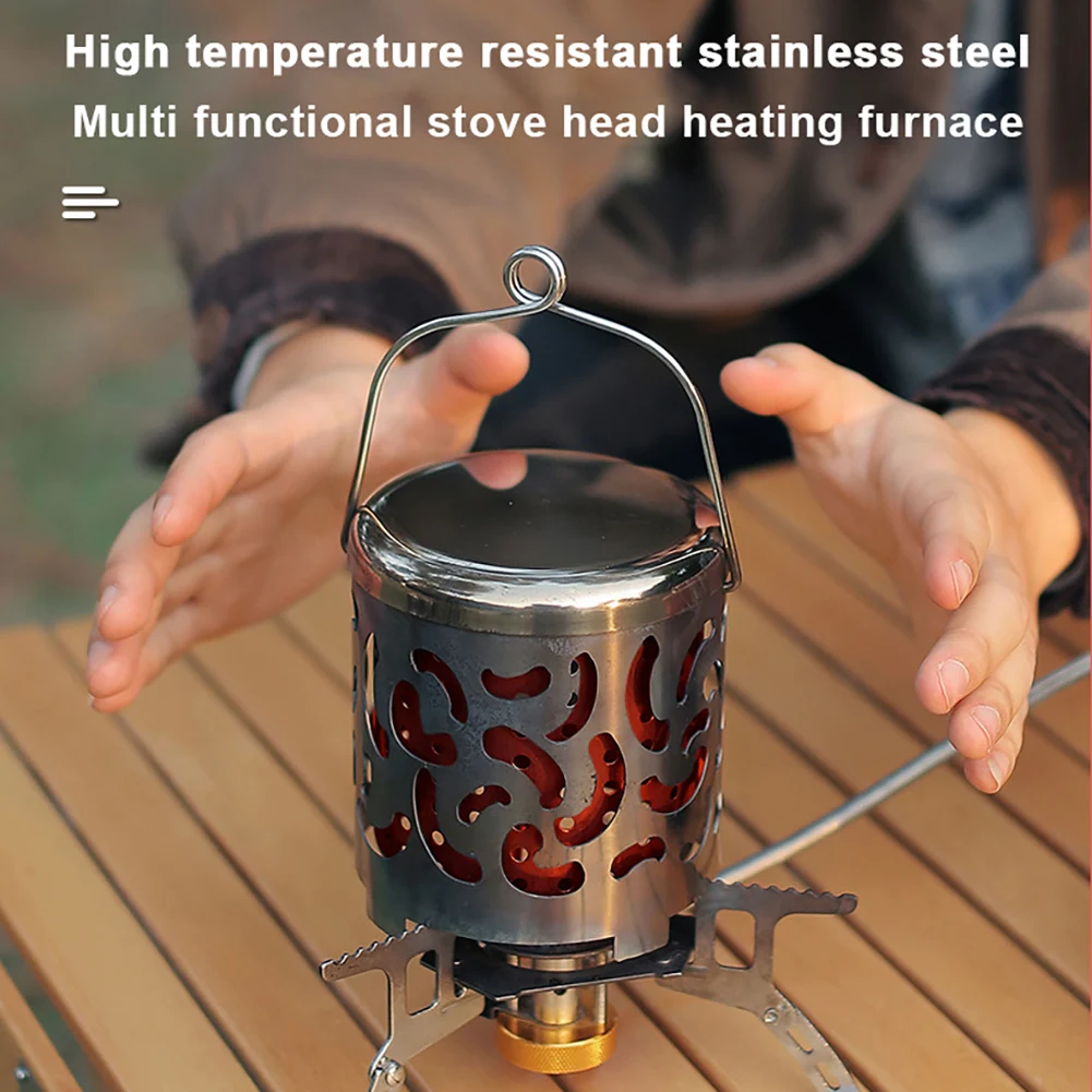 

Stainless Steel Camping Stove Heater Internal Honeycomb Hollow Fast Heating Cover Warming Equipment Portable Dual-Use Camping