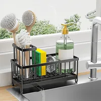 New Space Saving Kitchen Sink Rack Rustproof Self-Draining Sink Organizers Detachable with Dividers Sponge Holder Kitchen Use 2