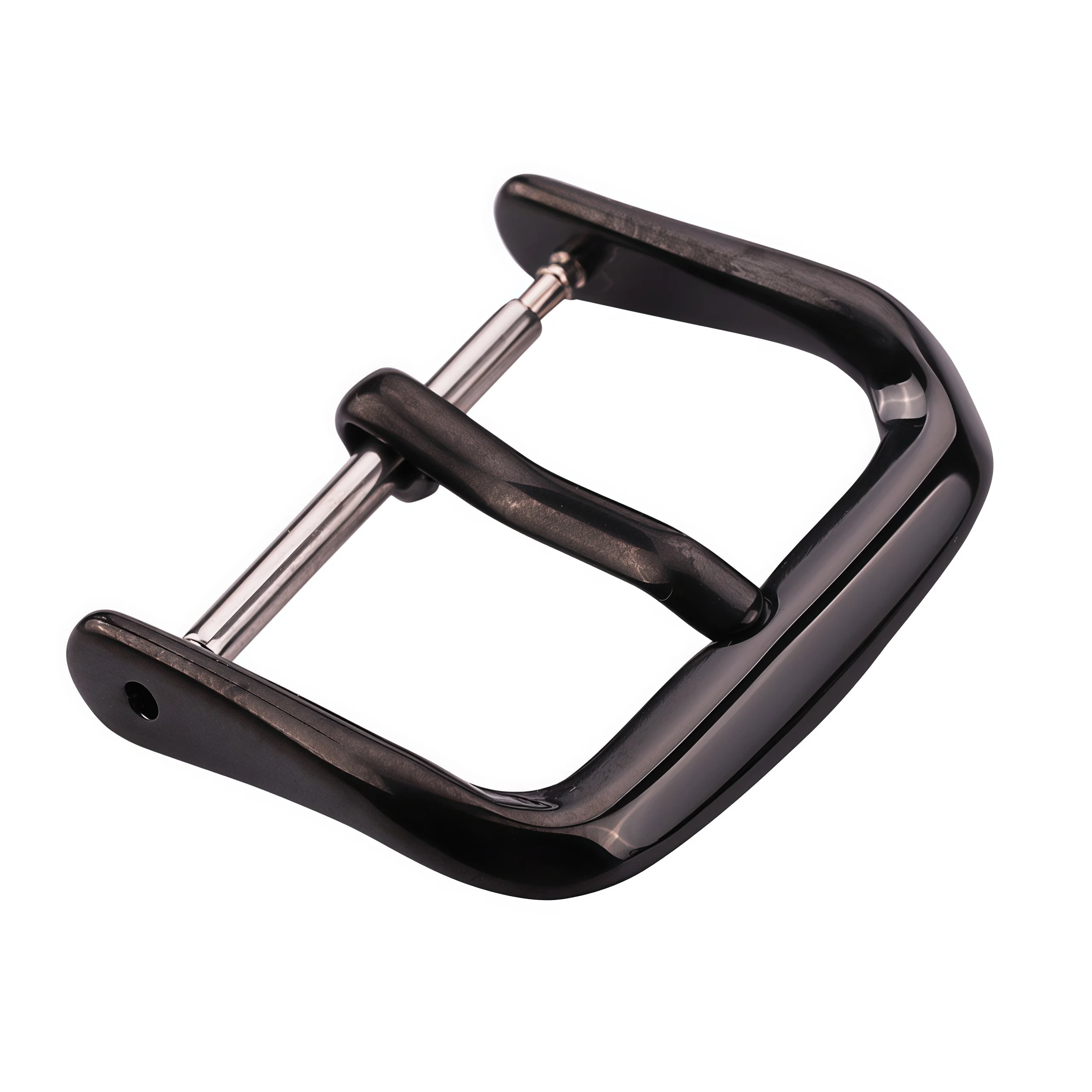 Polished Stainless Steel Tri-Tone Watch Strap Buckle & Clasp - Silver, Gold, Black