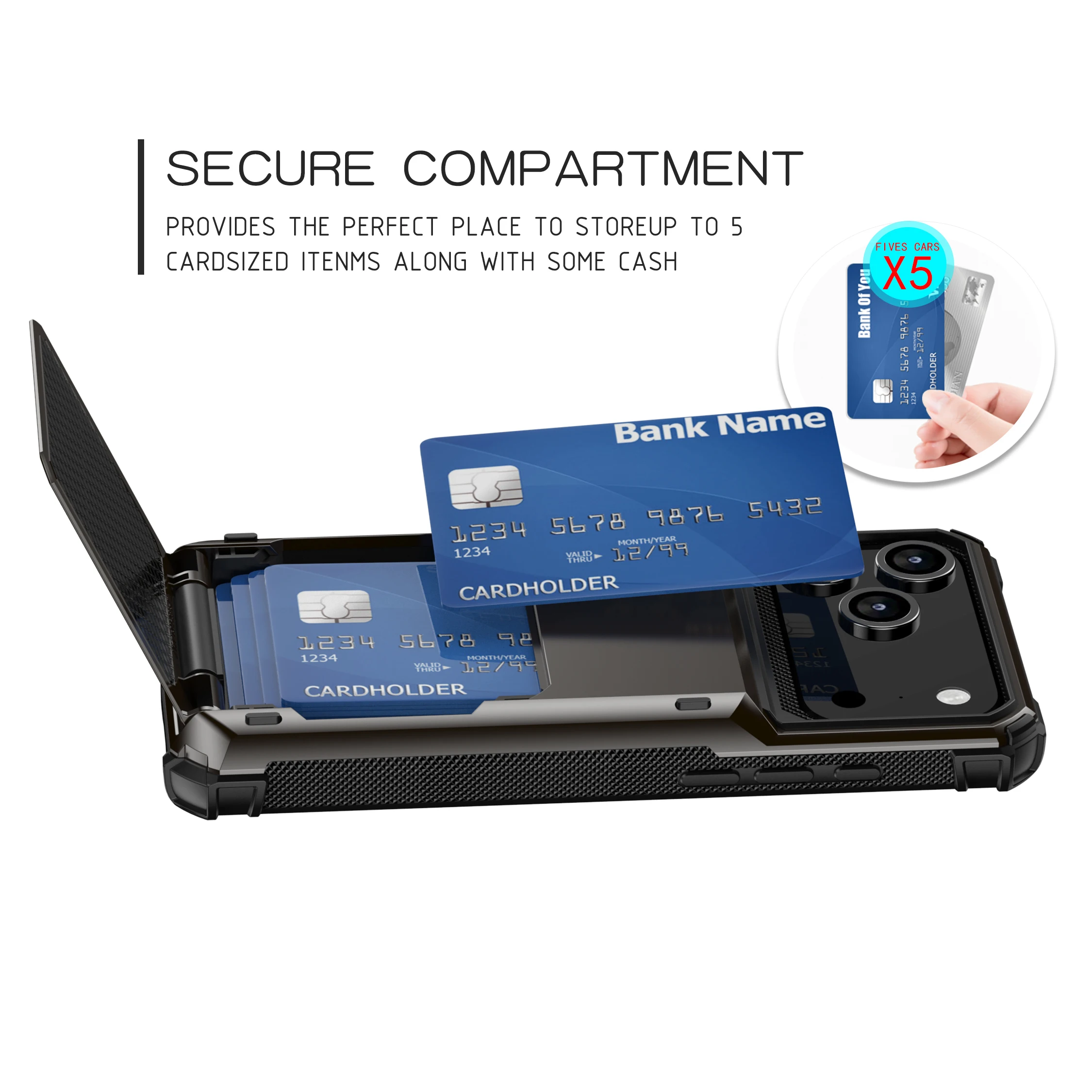 Heavy Duty Wallet Case with Hidden Flip Slot and Card Holder Compartments