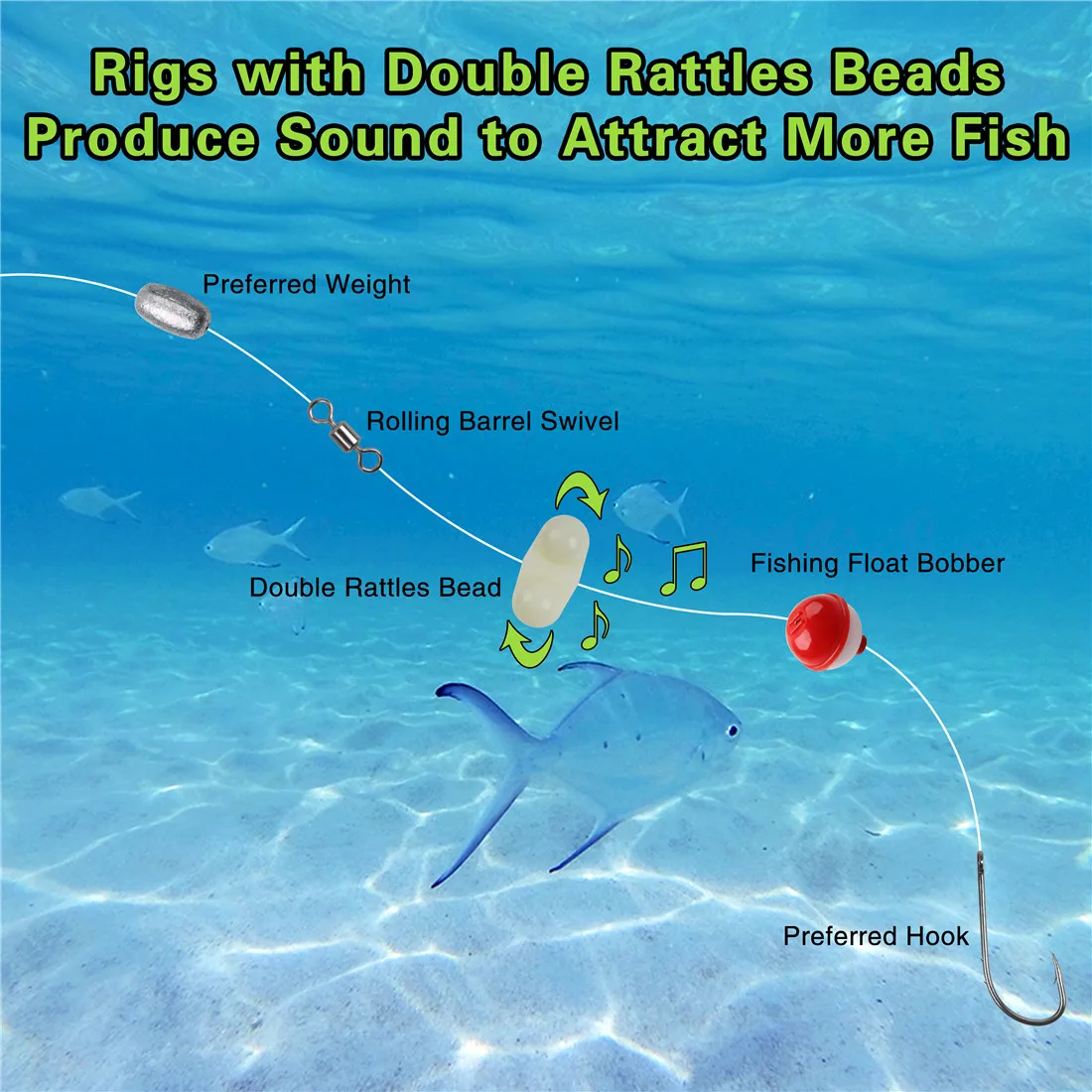 15Pcs Fishing rattles for catfish Terminal Tackle Fishing Line