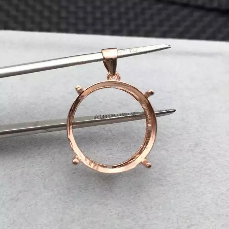 Simple Round Gemstone Pendant Mounting Setting 925 Silver Pendant Setting with Gold Plated Price Jewelry DIY Supplier