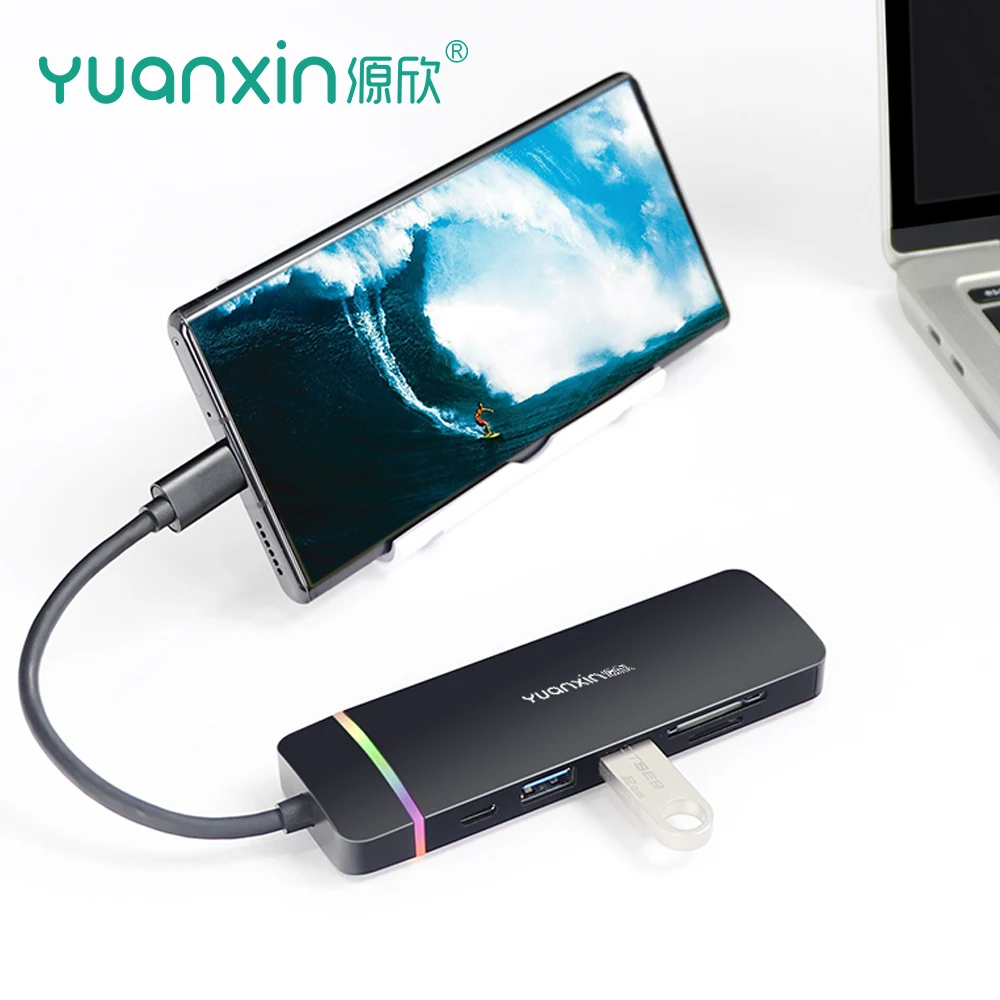 Yuanxin ŷ ̼ CŸ , USB 3.0 HDMI, 4K PD, 60W, 100Mbps SD, TF, RGB  , ƺ ο Ʈ , 6IN1