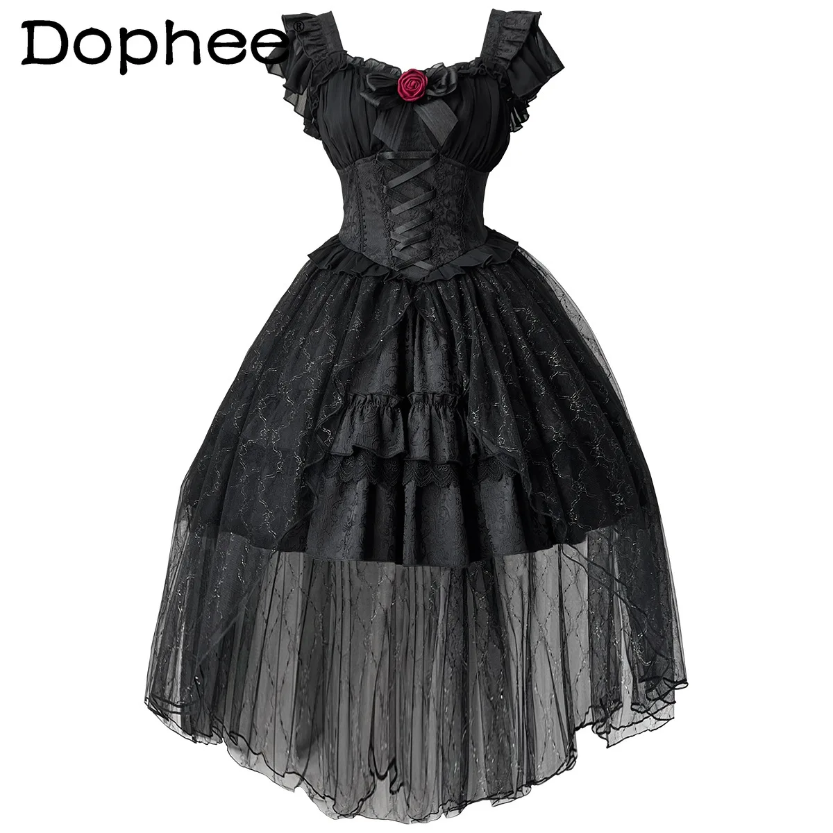 

2023 Original Dark Rose Japanese Lolita Style Gothic Flower Wedding Gorgeous Tea Party French Retro Lolita Daily Dresses Clothes