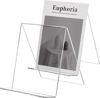 Supporto per libri in acrilico per libri, tablet, telefoni, album, riviste, CD, piatti, opere d'arte, foto (confezione da 4)
