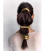Pinces à Cheveux en Métal Double Couche pour Femme, Chouchous artificiel astiques, Simple, Épais, Creux, à la Mode 5