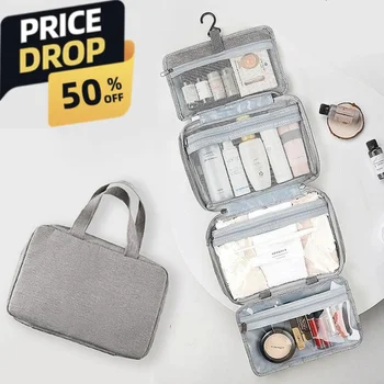 Foldable Waterproof Toiletry Bag Travel Cosmetic Organizer Dry/Wet Compartment Separation SpaciousChristmas Gift for Men Holiday 1