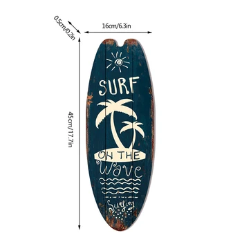 Vintage Wooden Printed Door Sign Sea Surfboard Summer Beach Ocean Theme Decorative Board Welcome Bar Home Wall Hanging Pendant 6