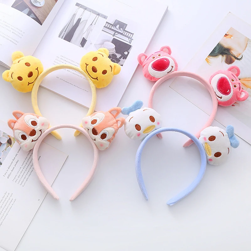 Double Headed Plush Disney Chip 'n' Dale Ears Hairband Women Cute Donald Winnie The Pooh Headband Girl Soft Hair Accessories Kid disney mickey minnie donald duck hair accessories hairpin bb clip stitch cartoon color side hairpin girl child clip headdress