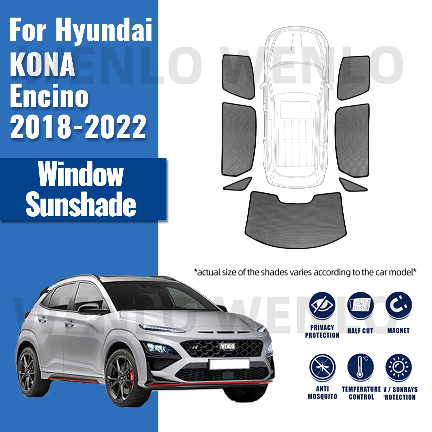 Pare-soleil de voiture, Protection UV, pour Hyundai Kona kawai OS