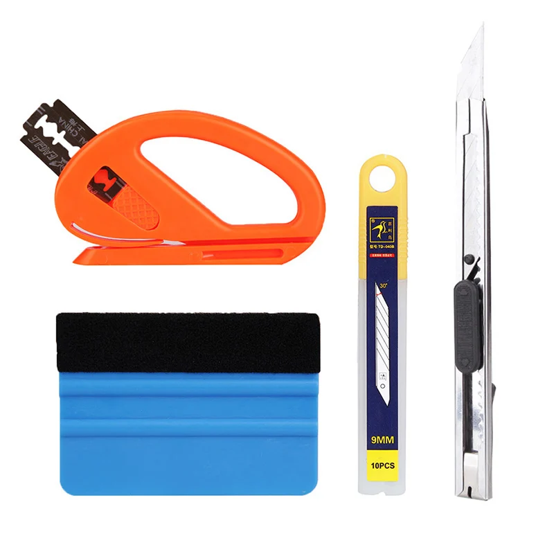 4PCS Car Vinyl Wrap Film Squeegee Scraper Tools Vehicle Glass Protective Film Car Window Wrapping Tint Vinyl Installing Tool D5