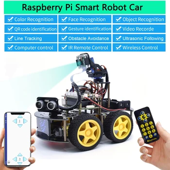 Keyestudio Kit Smart Robot Car 4WD per Raspberry Pi con modulo fotocamera Megapixel e tutorial sulla programmazione (senza scheda RPI 4B)