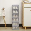 Transparent Plastic Shoes Case Stackable Front Lid Drawer Shoes Organizer Thickened Large Dustproof Moisture-Proof Storage Box 1