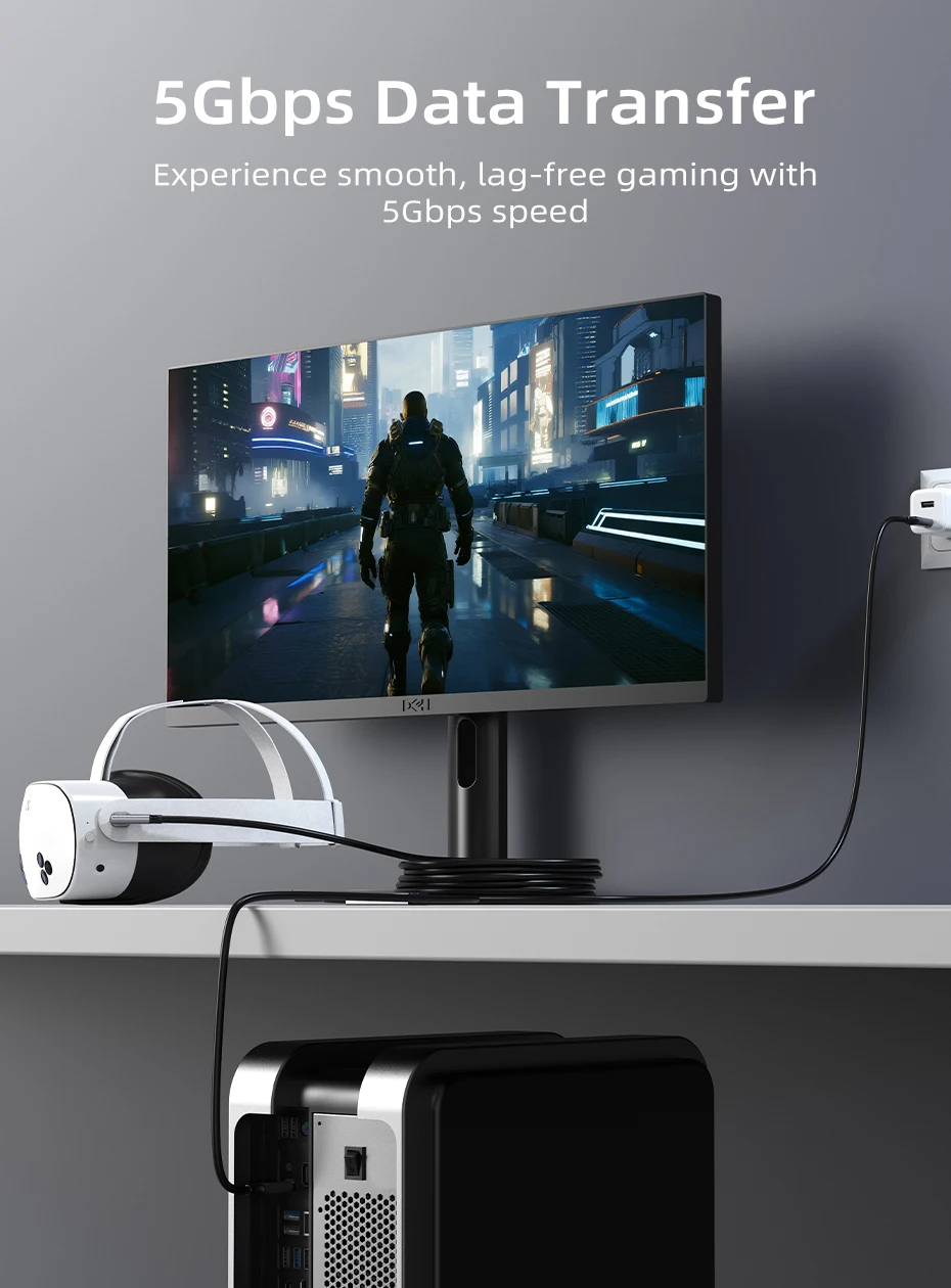 CABLETIME VR-Link-Kabel 16FT mit 18W Ladefunktion – Kompatibel mit Meta Quest 3S/3/2/Pro, Oculus Quest, Pico 4, PC VR, Steam VR – Detail 7
