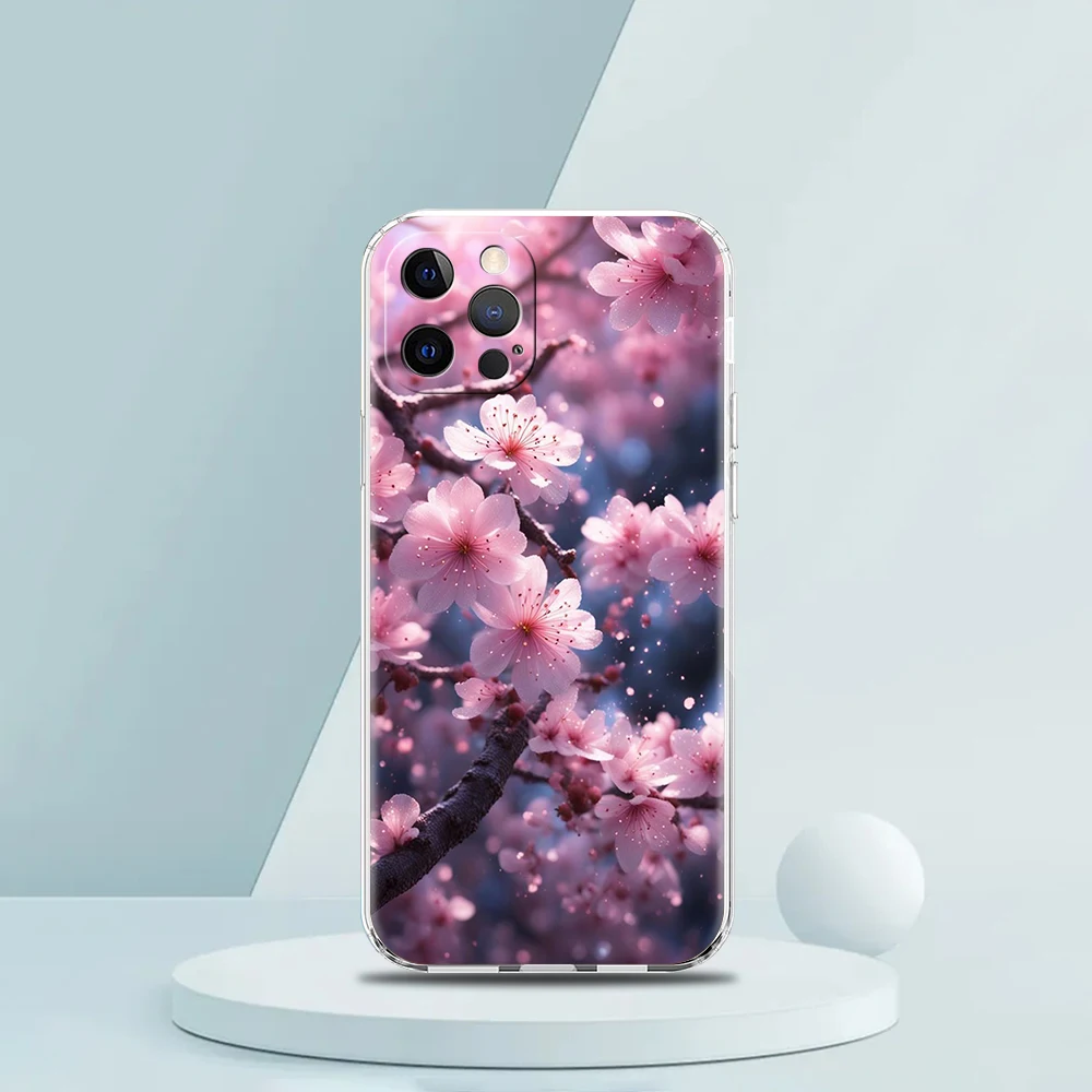 Pflaumen blüte Handy hülle für iPhone 16 15 14 13 12 Pro Max transparent weich für iPhone 11 Pro Max 7 8 plus xs xr Softshell-Taschen – Detail 1