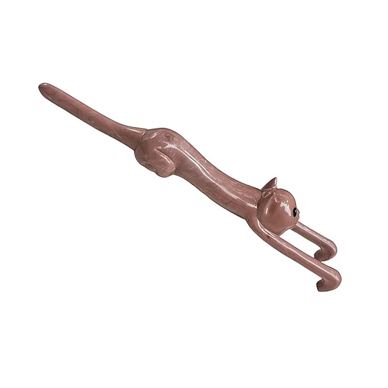 Wooden Cat-Shaped Back Scratcher Long Handle Anti-Itch Massager Pet Cat Statue Back Scratcher Relieve Itching Tool