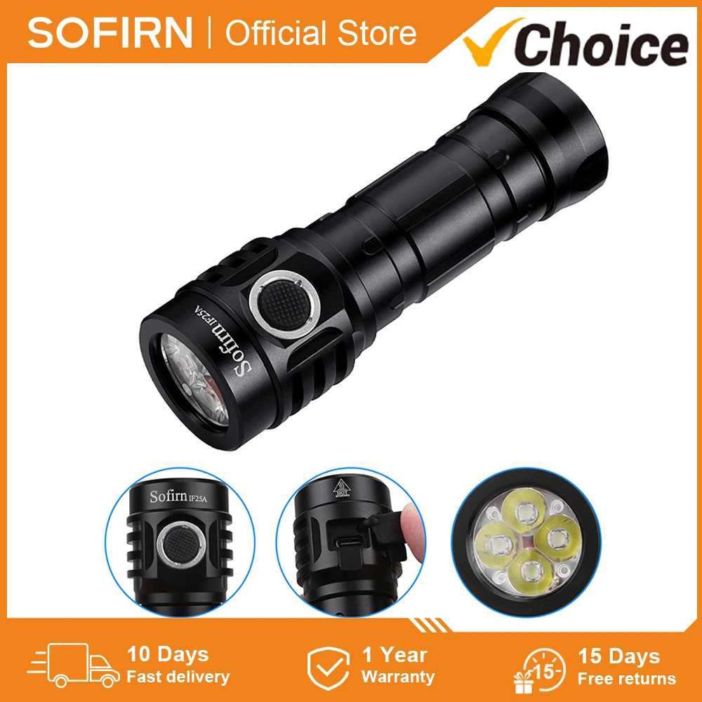

Sofirn IF25A BLF Anduril Powerful 21700 Lamp 4000lm 4*SST20 Torch with TIR Optics USB C Rechargeable LED Flashlight