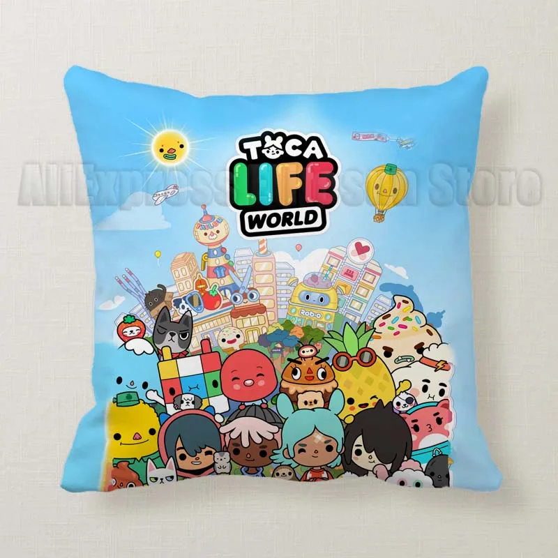 Toca Life World Pillow Case 45cm Children Cartoon Anime Pillowcases Home Decorative Sofa Chair Car Cushion Covers Kids Gifts