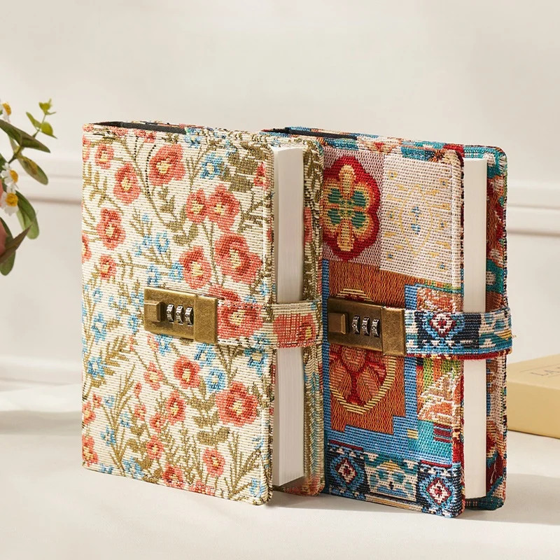 Floral Spiral-Bound Notebook with Lock - B6 Journal and Planner Stationery Organizer