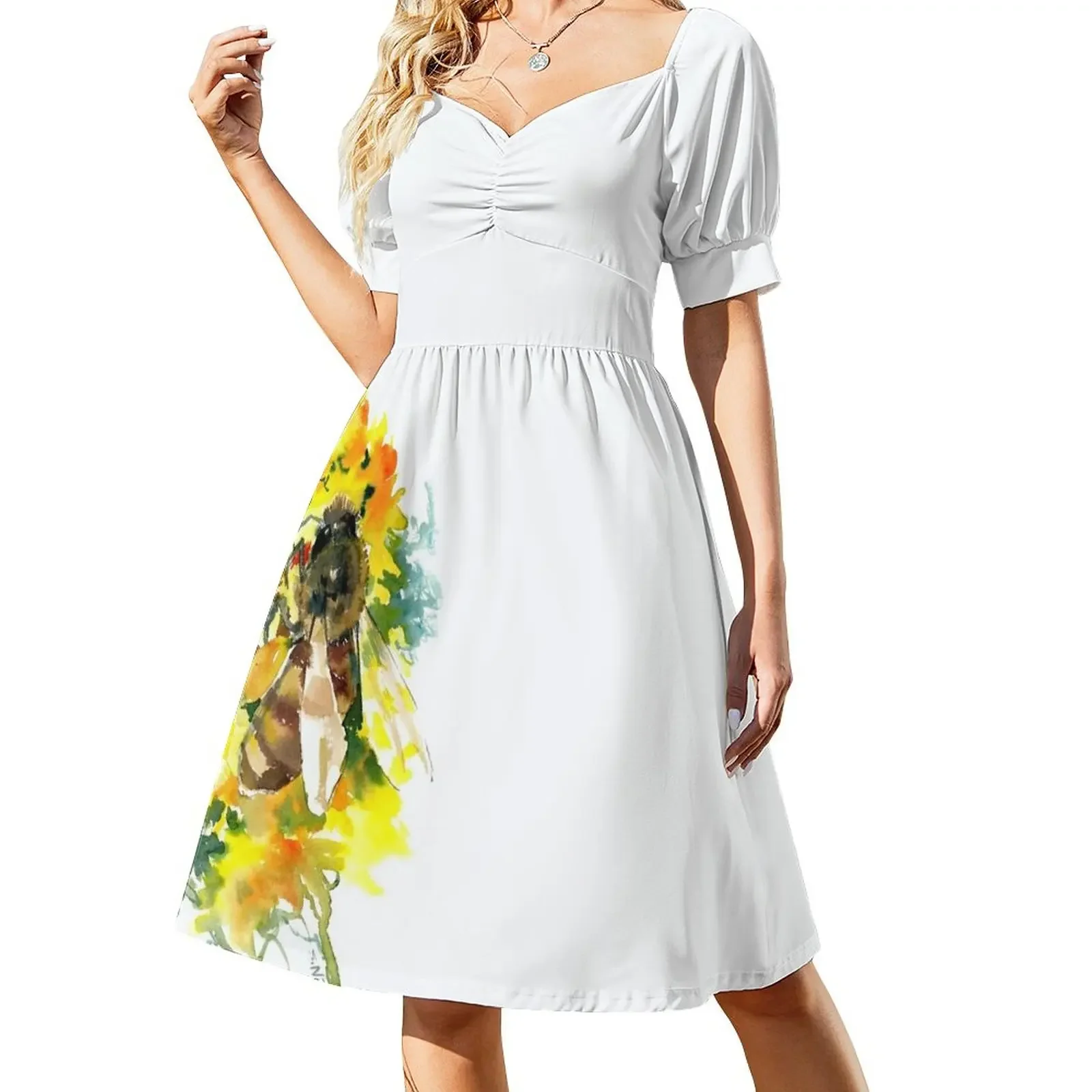 

Honey Bee and YellowFlower Sleeveless Dress dress summer 2024 women Dress women