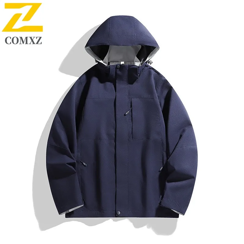 COMXZ Urban High Quality Mens Jacket Casual Hooded Outdoor Camping Multi Functional Coats Daily Style Lightweight Autumn Coat