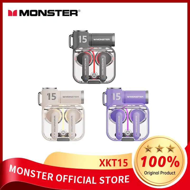 

Оригинальные Беспроводные наушники Monster XKT15 TWS Bluetooth игровые спортивные наушники шумоподавление низкая задержка наушники с микрофоном