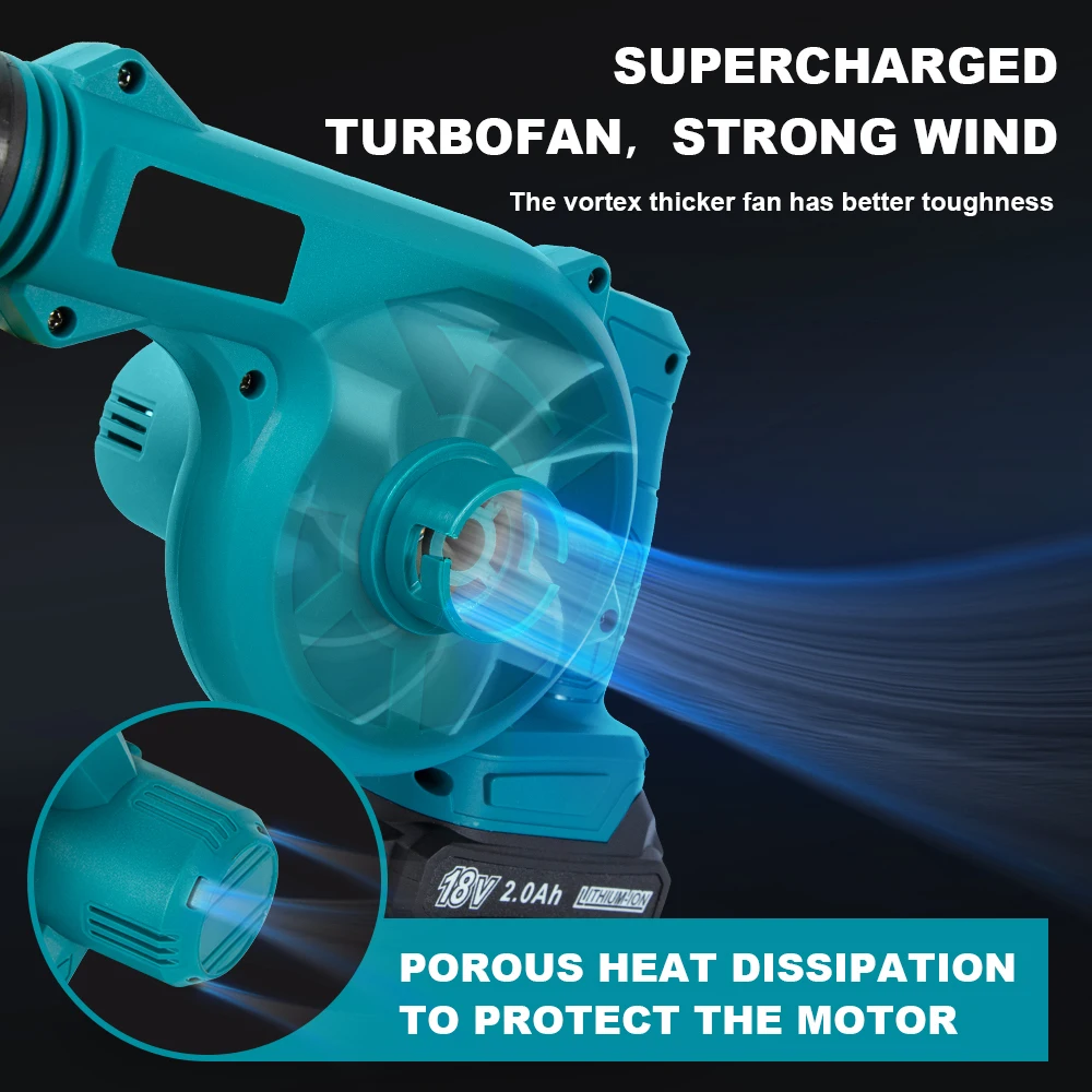 ZSQHET Amityke Rechargeable Blower Makita 18V Battery Dedicated Cordless Blower Air Flow Adjustment Vacuum Cleaner Electric Tool 6