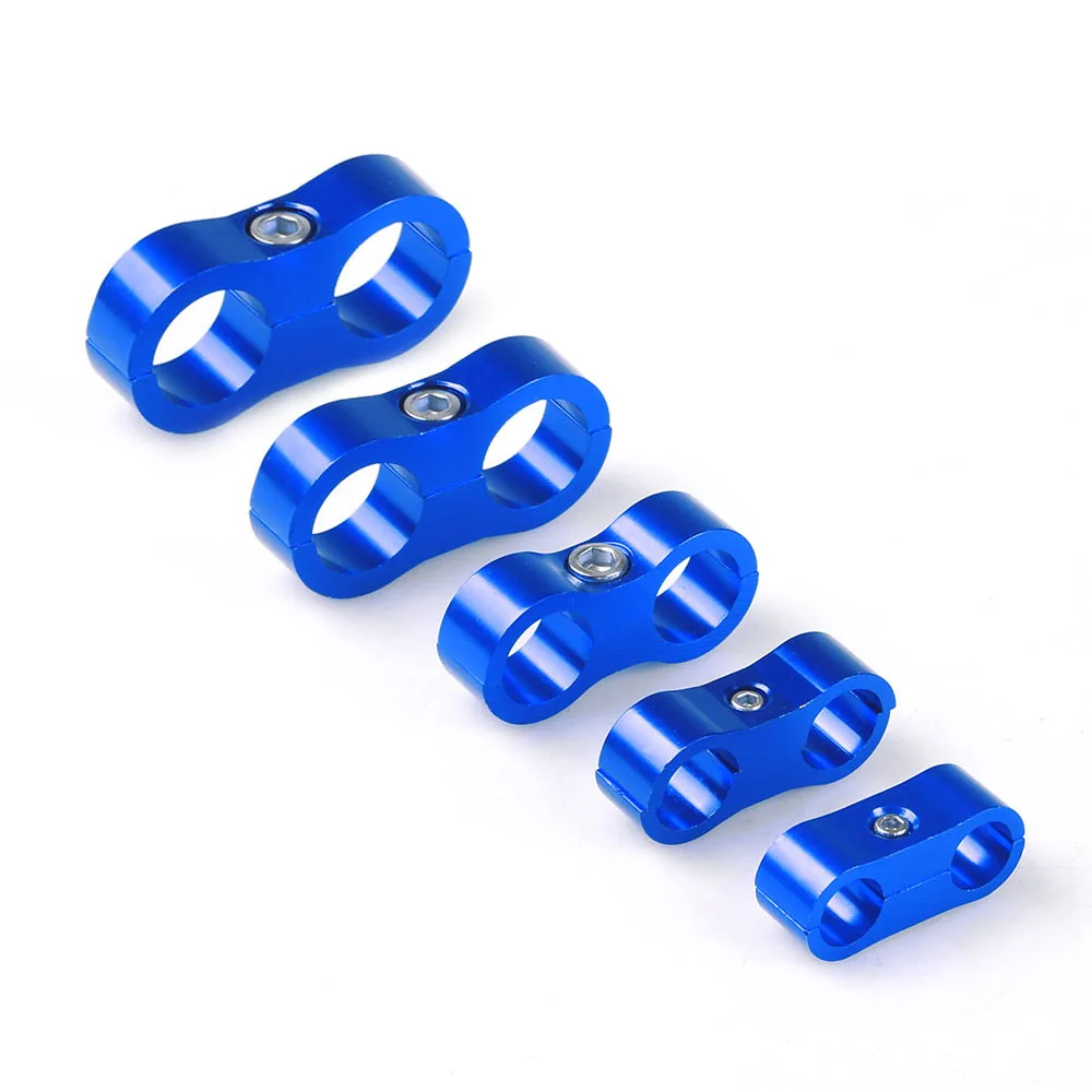 Hose Clamps AN4 AN6 AN8 AN10 AN12 Braided Rubber Hose Line Clamp Aluminum Anodized Line Separator Separator Divider Clamp Kit Black Blue