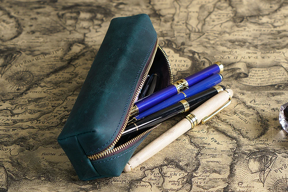 Case de Lápis de Couro Pencilcase para o Menino Genuíno Escola Caneta Caixa Escritório Grande Capacidade Papelaria Bolsa Kit Titular Penal 6 Computers & Electronics