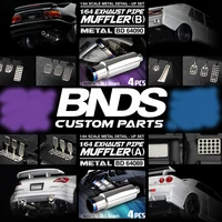 BNDS New 1/64 Metal Modified Parts Small Scale Exhaust Pipe Muffler Racing Style Pedal Set For Model Car Racing Vehicle Toy 1