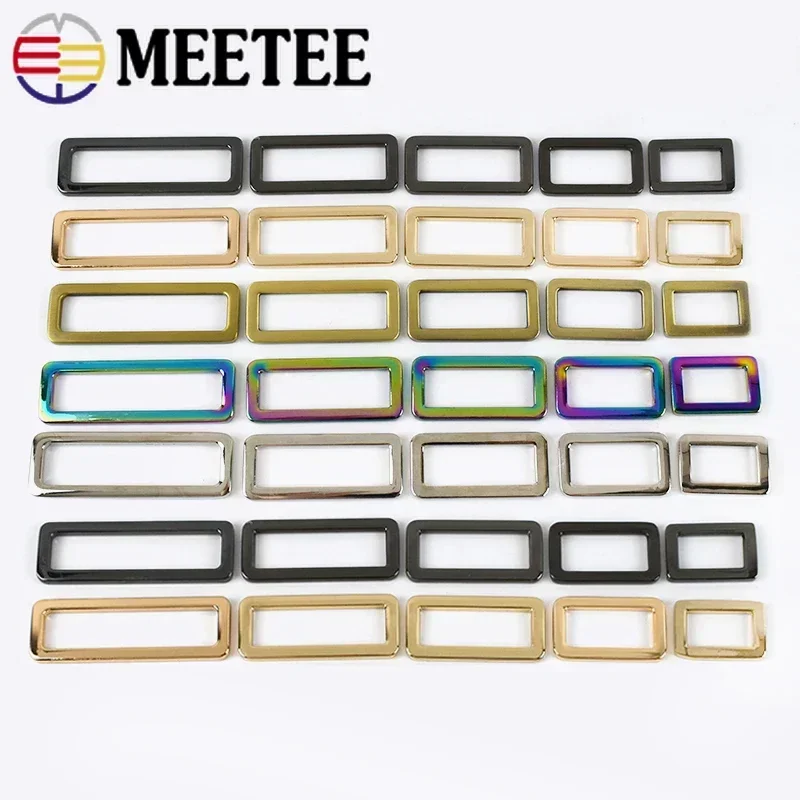 Meetee 5/10/20Pcs Metal Webbing Adjuster Buckles Square Bag Backpack Strap Buckle Dog Collar Clasps DIY Hardware Accessories