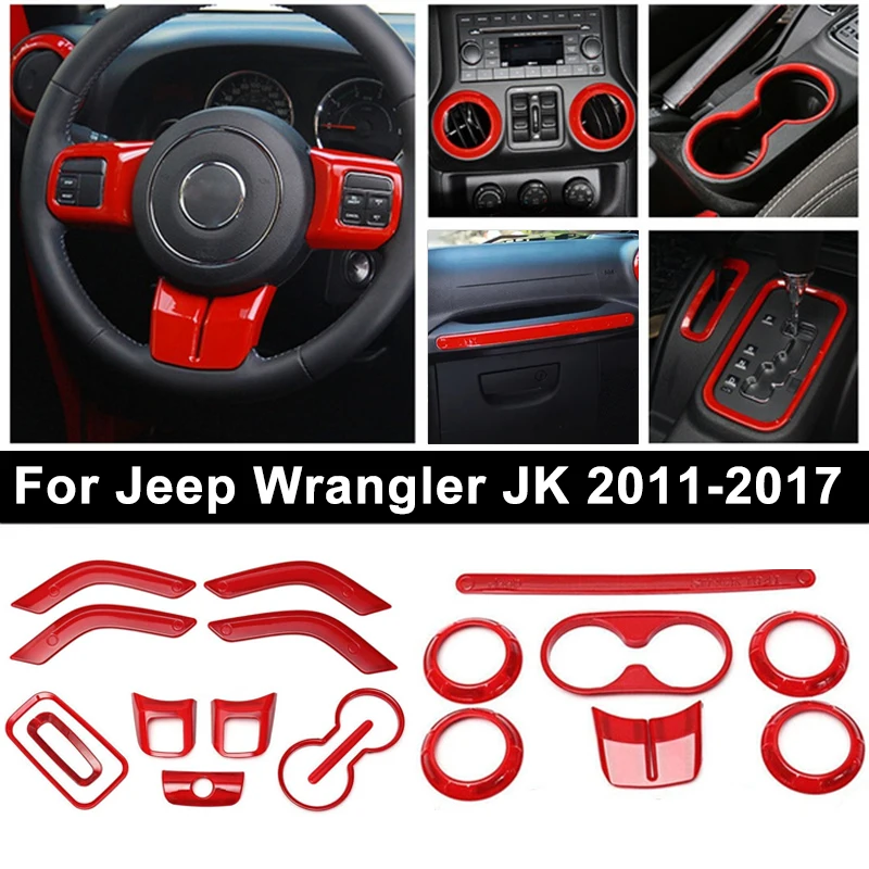 

18pcs Full Set Car Interior Trim Kit for 4-Door Jeep Wrangler JK 2011-2017