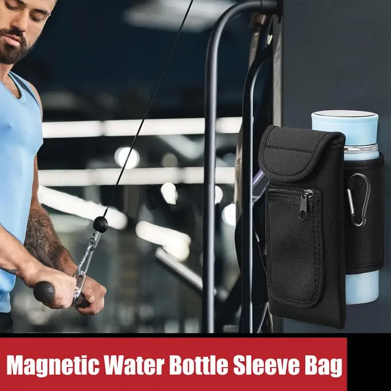 Magnetic Water Bottle Bag Portable Gym Bottle Pouch with Phone Holder Connect fitness equipment Essential fitness accessories 2
