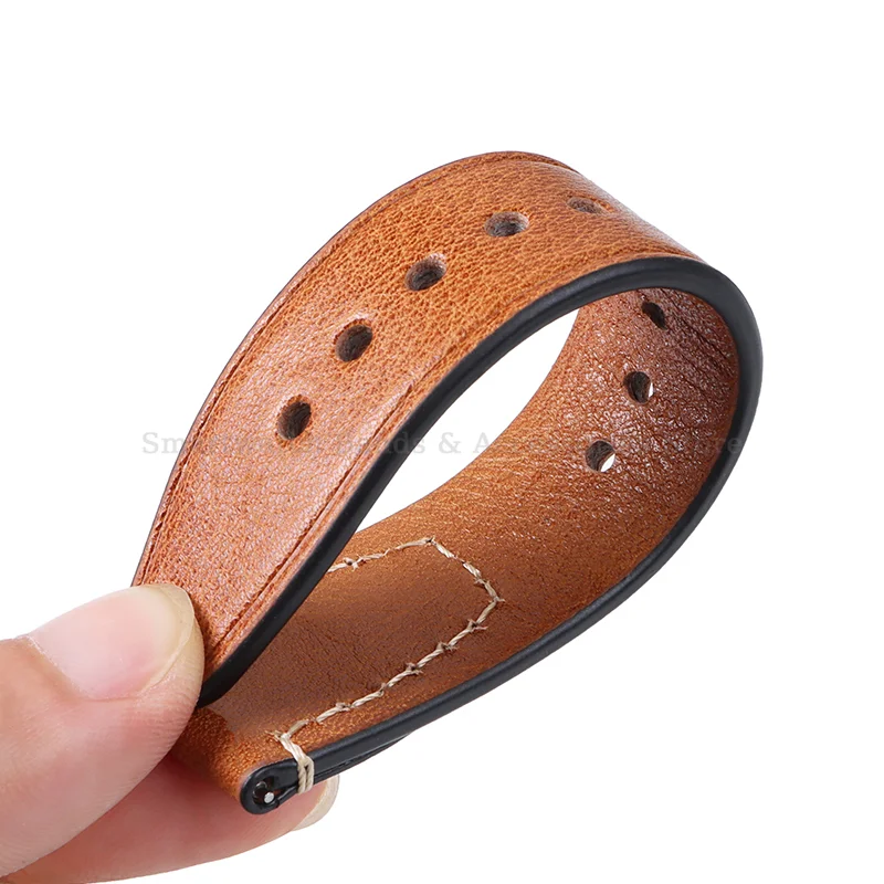 Vintage Leather Quick Release Waterproof Sport Wristband with Stitching Cowhide