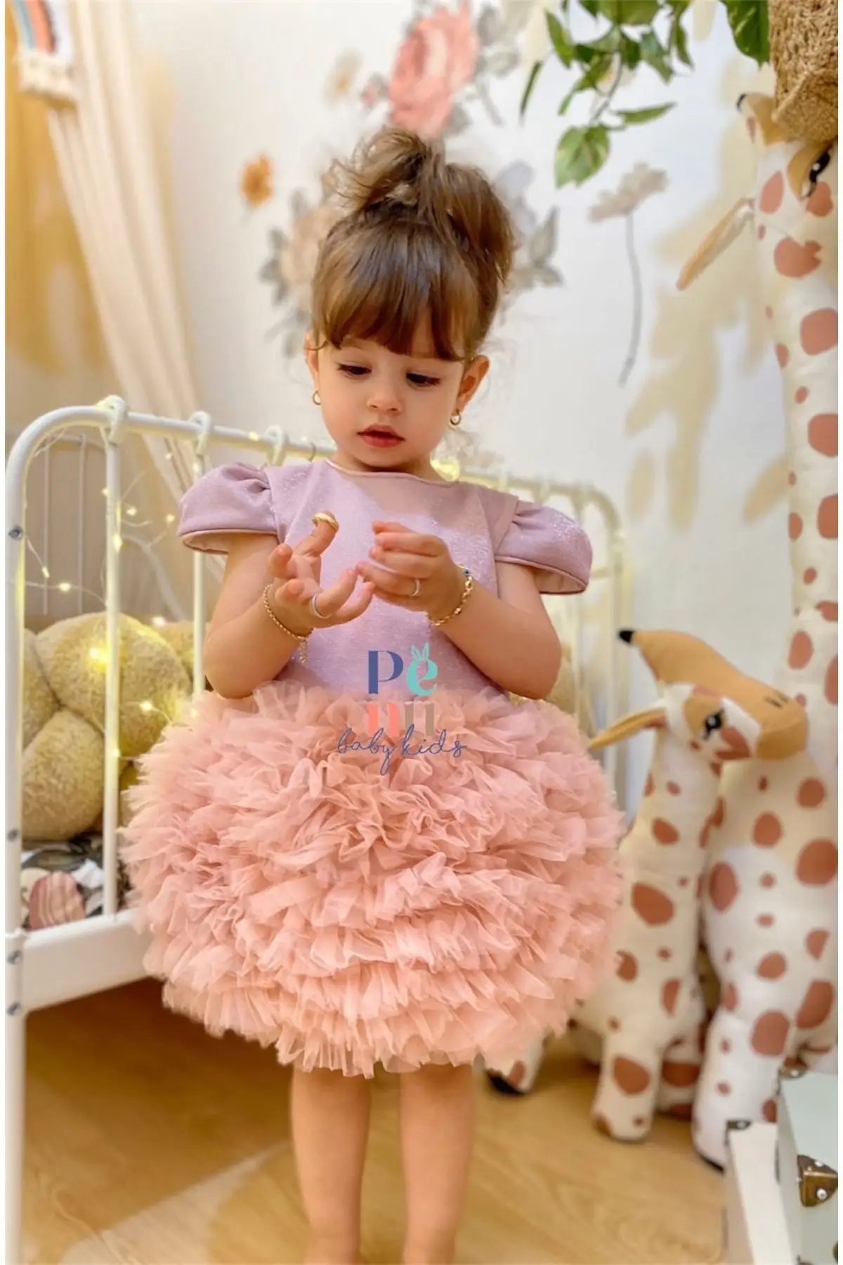 

Rose Dried Tobacco Baby Girl Doll Dress-Princess Short Mini Pink Party Clothing