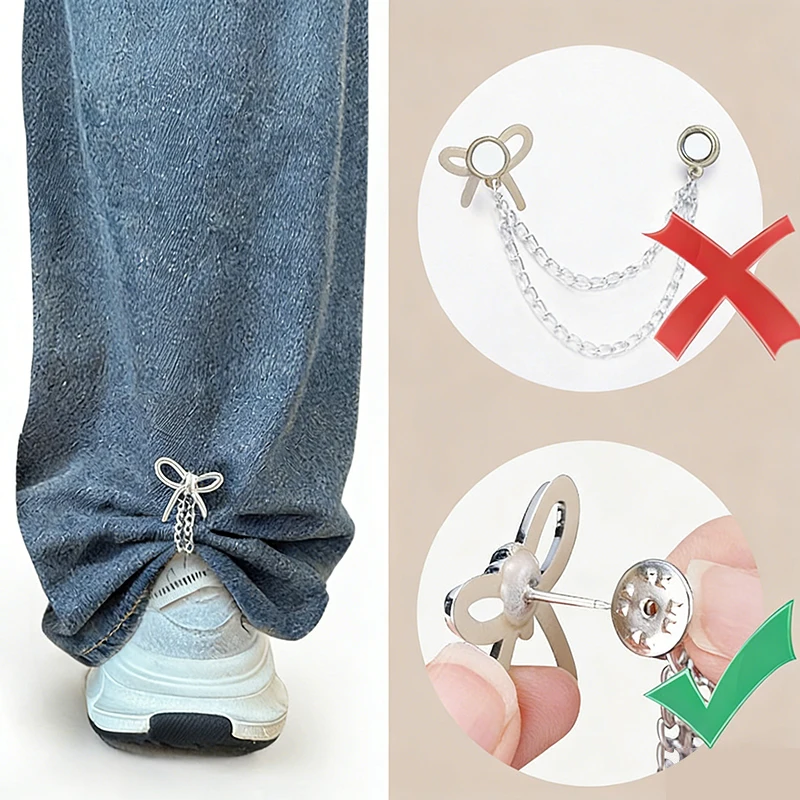 2PCS 여성용 조절 가능한 옷 클립, 나비 장식, 즉각적인 소매 단축, 셔츠, 드레스, 바지에 적합