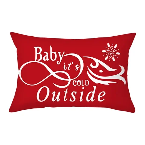 

Christmas Merry White Printed Pillow Case Xmas Style Deer Santas Cushion Cover Home Sofa Decorative Throw Pillowcases 30x50cm