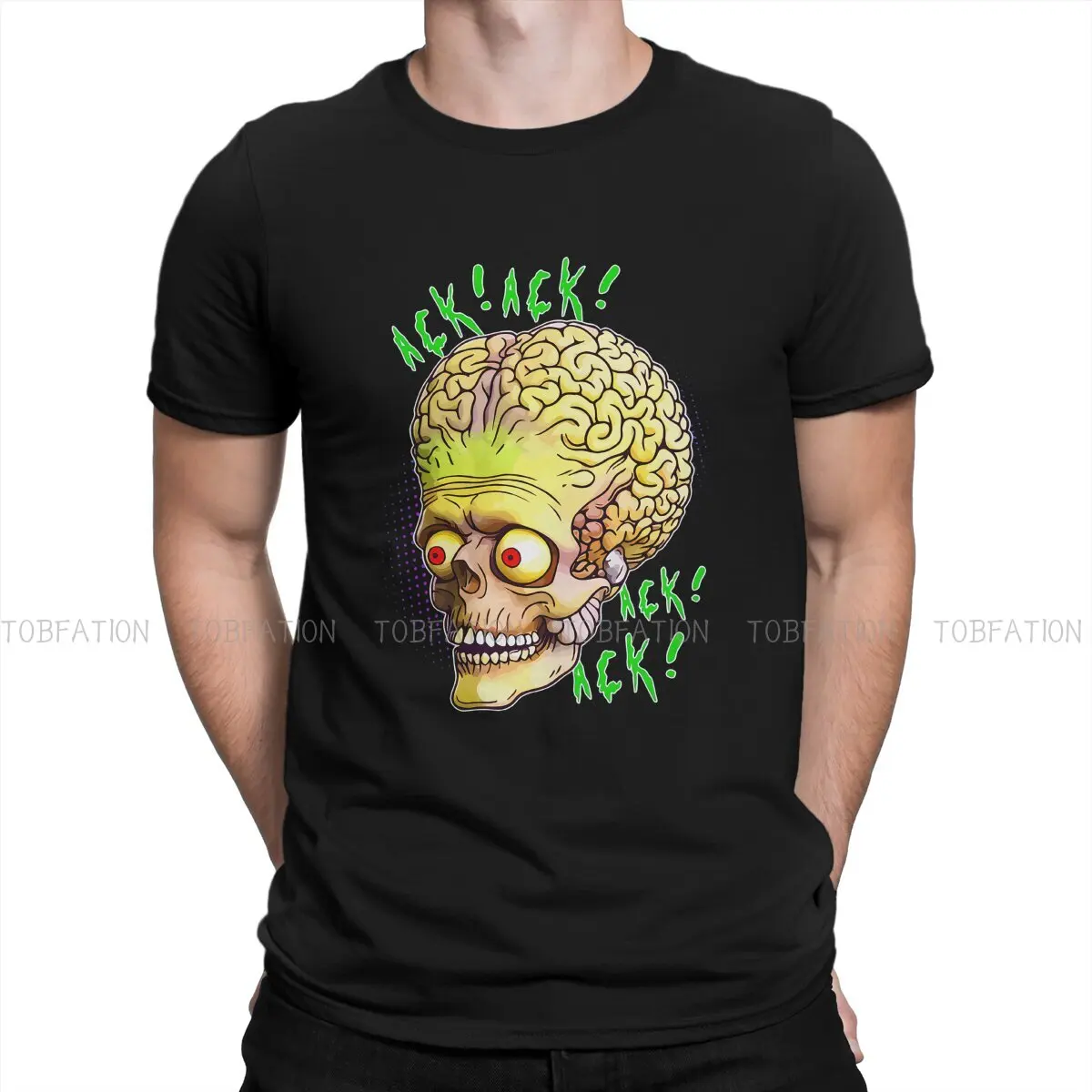 

Mars Attacks Ack Ack Alien Head Man's TShirt Alien UFO Crewneck Tops 100% Cotton T Shirt Humor High Quality Birthday Gifts