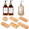 Wooden Soap Dispenser Tray Vanity Organizer Round Square Jewelry Countertop Storage Tray Bathroom Organizer Photography Props 1